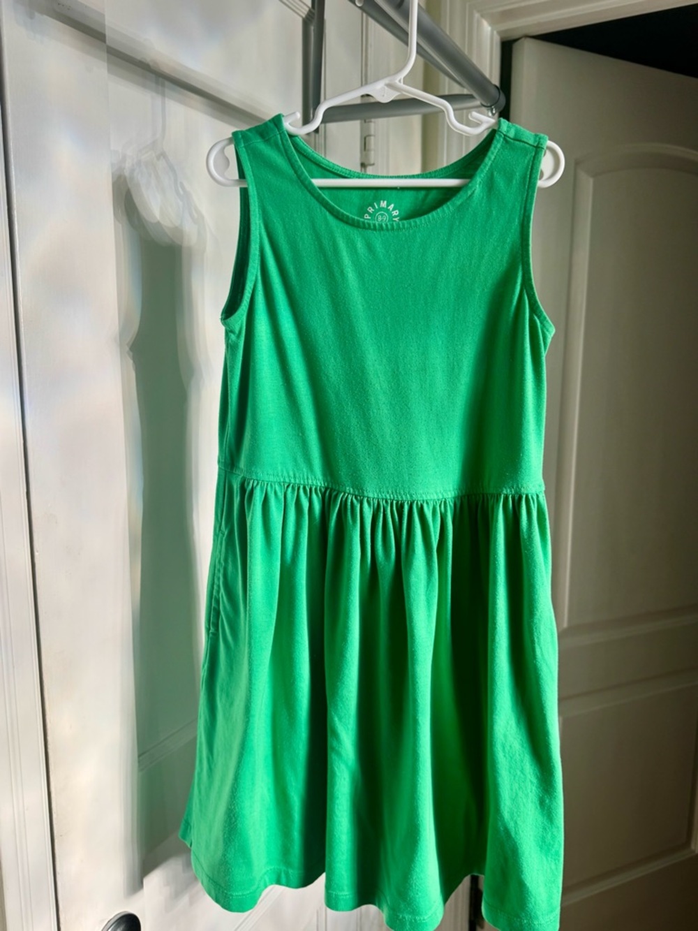 Primary Bright Green Sleeveless Knit Dress for Kids